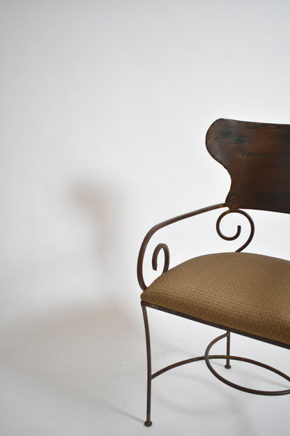 Pair of antique style wrought iron armchairs, XIXth c.