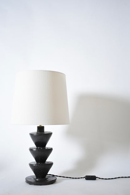 "Nizwa" large 33cm black ceramic table lamp, Barracuda Edition.