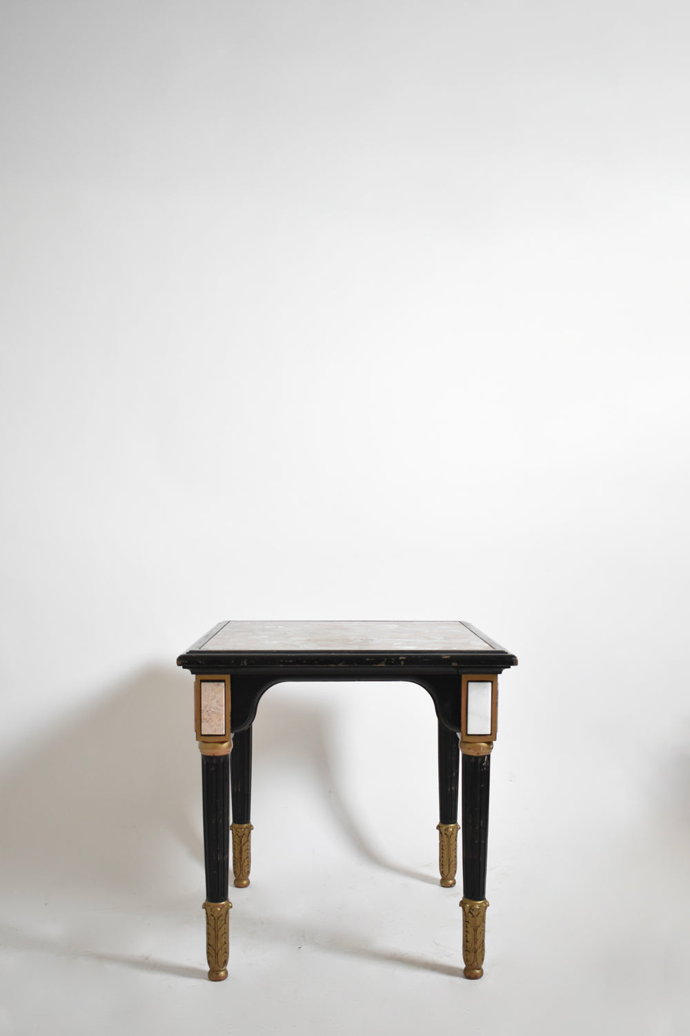 Louis XVI style ebonised pedestal table, 1930s.