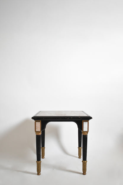 Louis XVI style ebonised pedestal table, 1930s.
