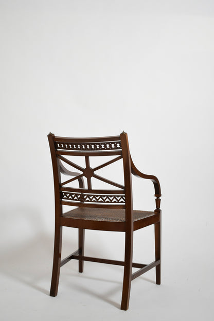 Pair of neoclassical mahogany and canning armchairs, XIXth c.