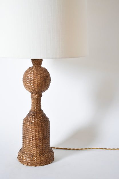 Rattan skin baluster table lamp, 1970s.