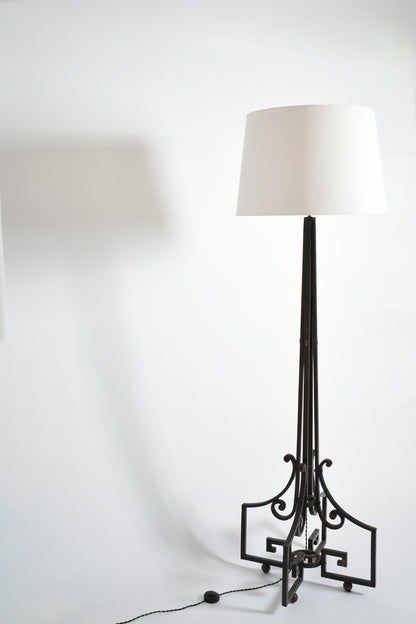 Neoclassical wrought iron floor lamp, 1960s.