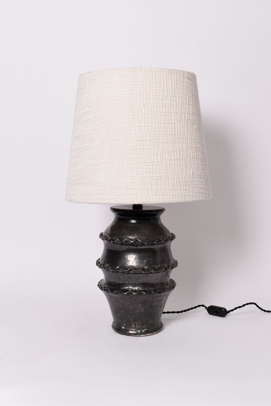 Black glazed ceramic lamp, Helder.