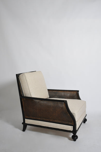 Canning and carved wood armchair, XIXth c.