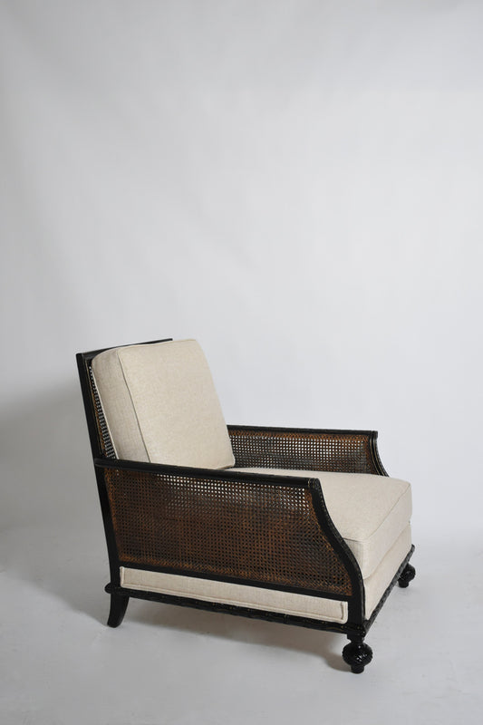 Canning and carved wood armchair, XIXth c.