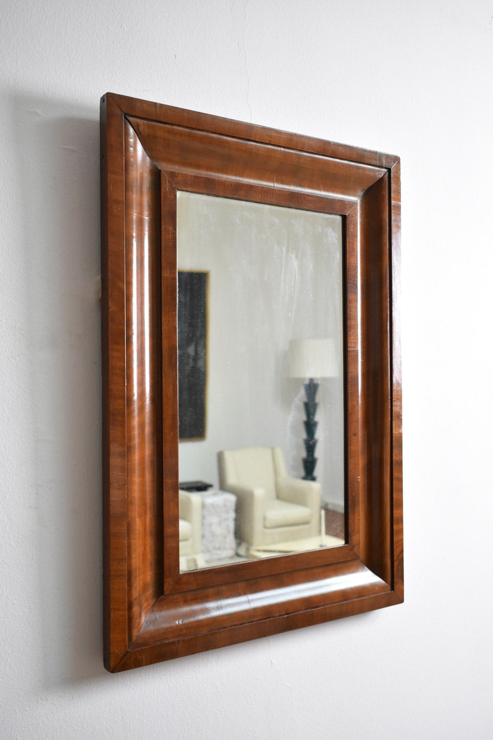 Mahogany rectangular mirror, 1940s.