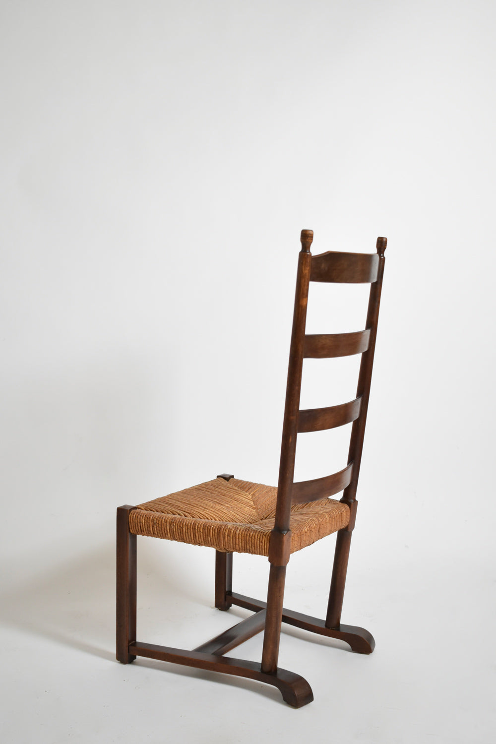 Wood and straw low chair, 1950s.