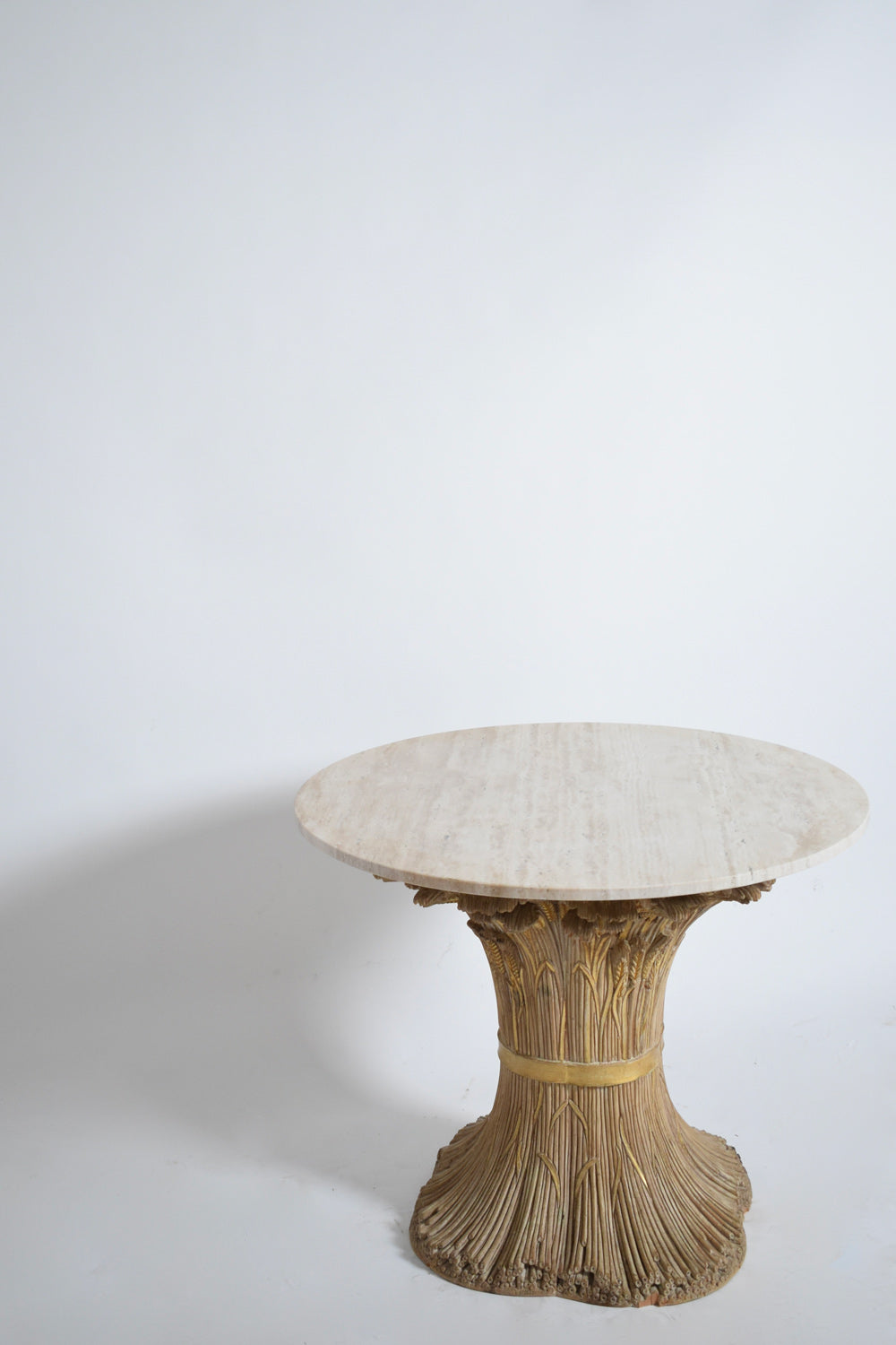 Carved wooden round table, 1970s.