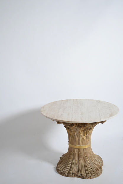 Carved wooden round table, 1970s.