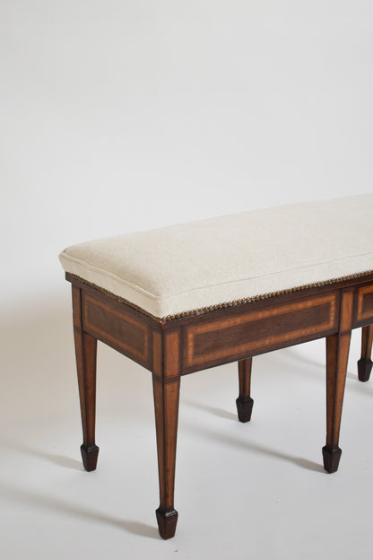 Six legs marquetry bench, XIXth c.