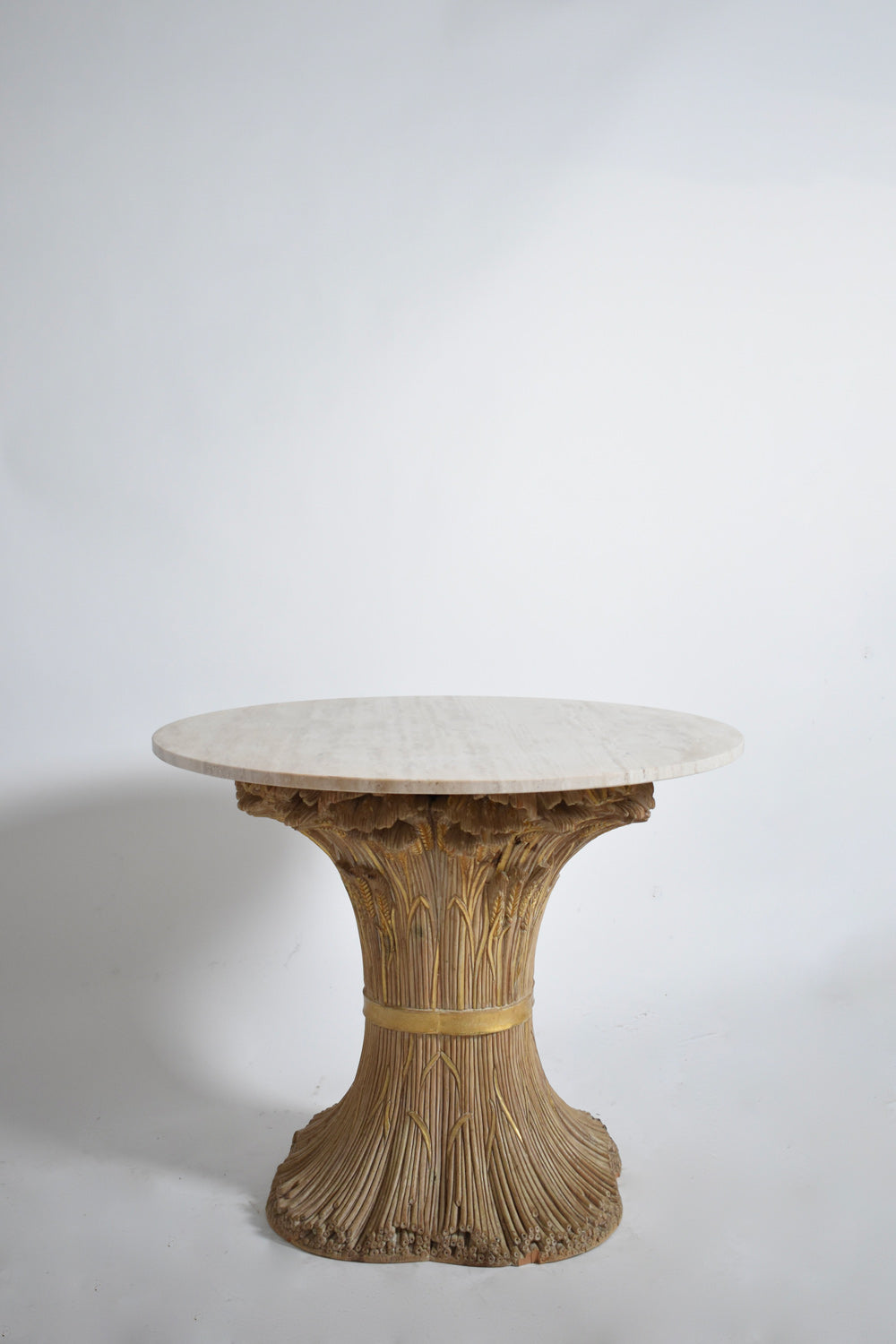 Carved wooden round table, 1970s.