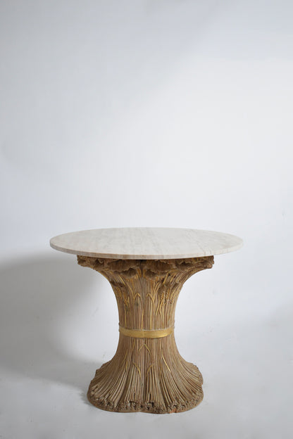 Carved wooden round table, 1970s.
