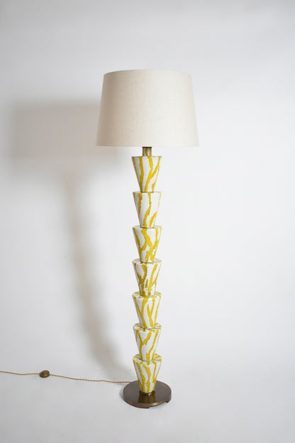 “Nizwa” white and yellow cfloor lamp, Barracuda Edition.