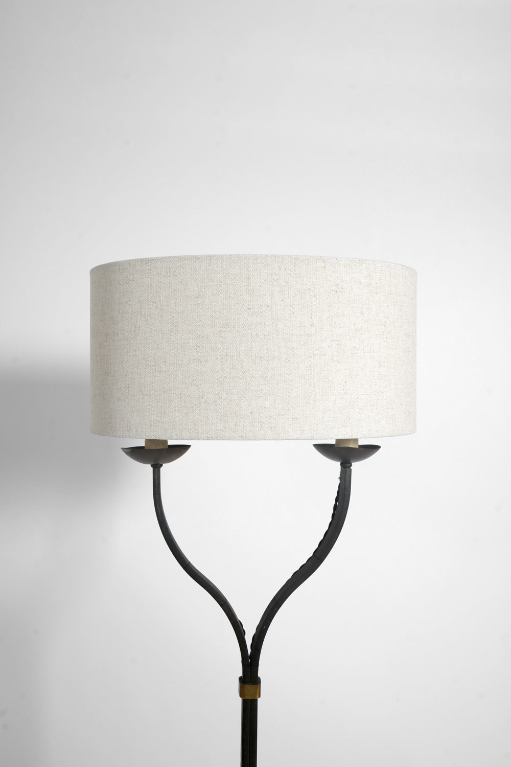 Wrought iron floor lamp with oval lampshade, 1960s.