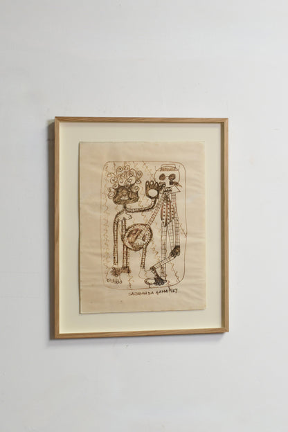 Saldanha da Gama drawing on paper, 1960s.