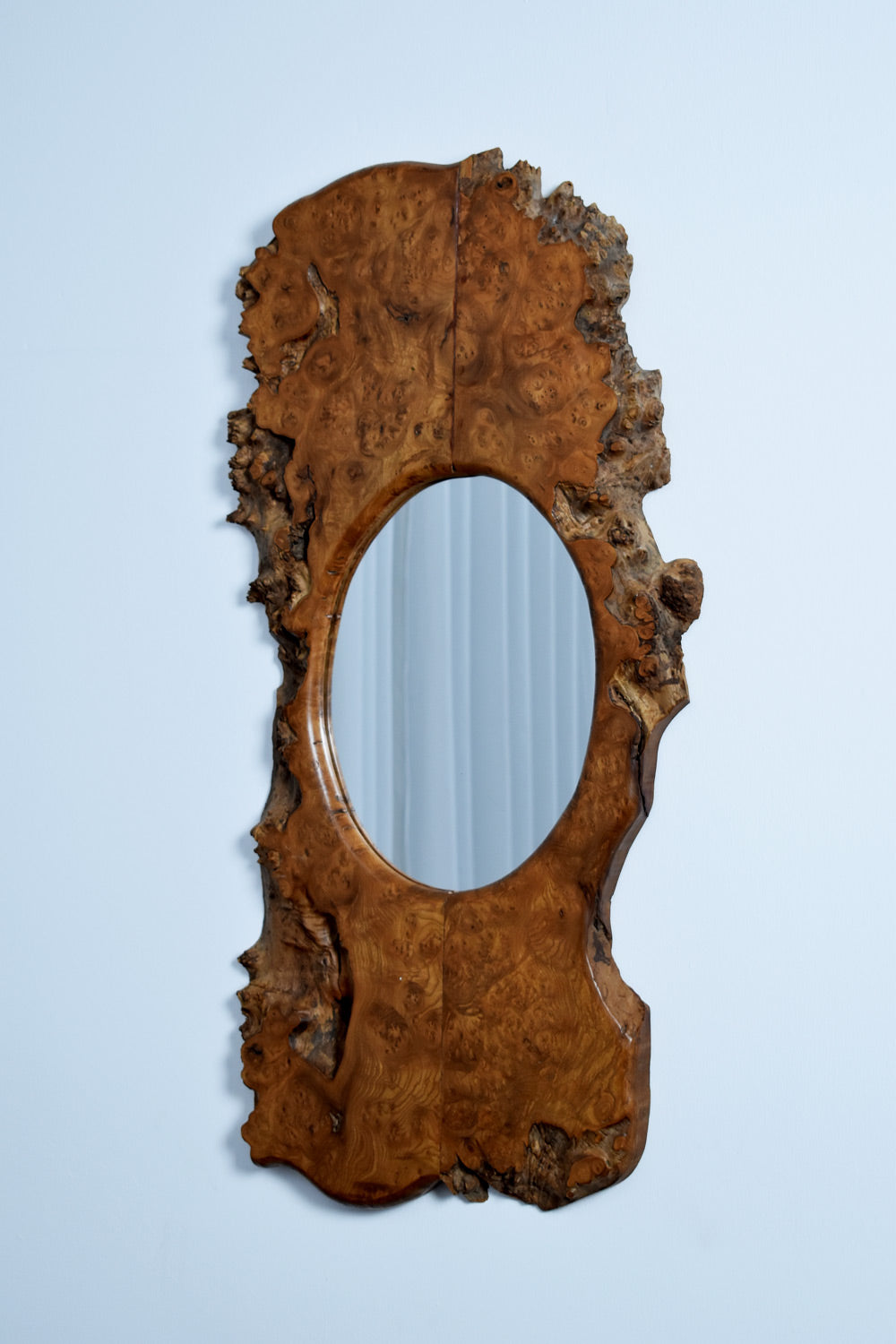 Big brutalist burl mirror, 1970s.