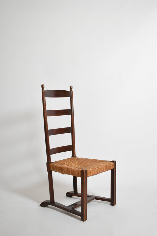 Wood and straw low chair, 1950s.