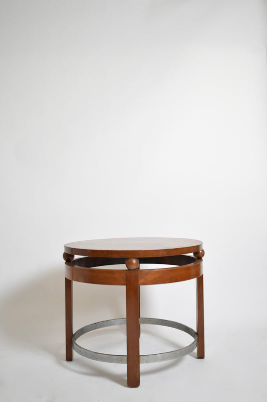 Modernist round wooden pedestal table, 1930s