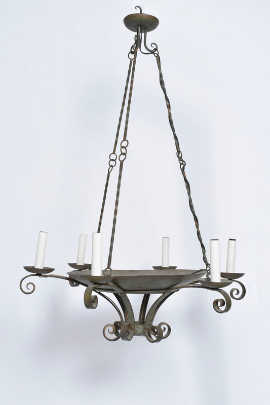 Wrought iron ceiling lamp, 1940s.