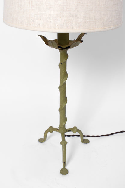 Tripod green iron painted lamp, 1960s