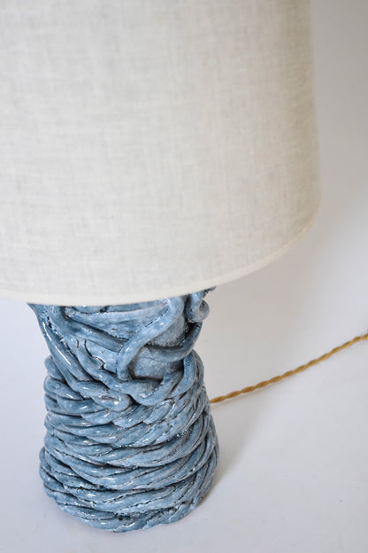 "Kasaï" Gorgone light blue ceramic lamp 32cm, Barracuda Edition.