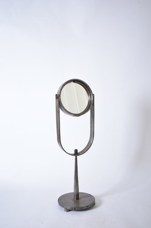 Brutalist wrought iron table mirror, 1960s