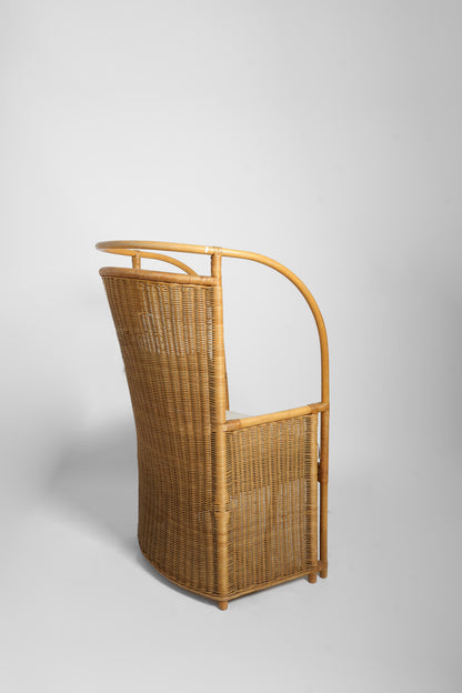 Rattan and wicker armchair, 1950s.