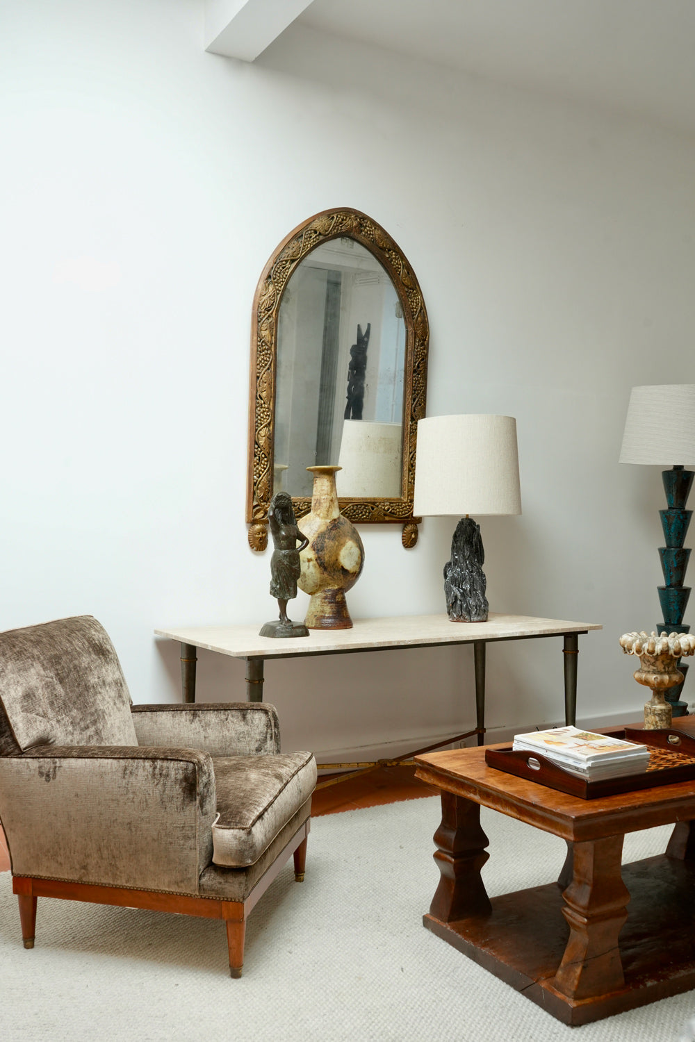 "Nizwa" blue and brown ce floor lamp, Barracuda Edition.
