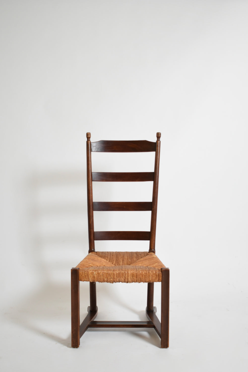 Wood and straw low chair, 1950s.