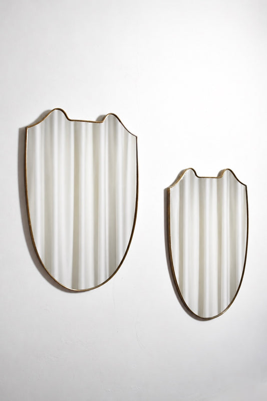 Pair of italian brass mirrors, 1950s.