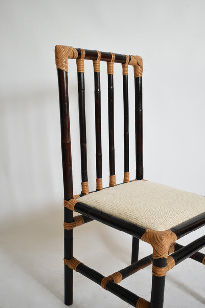 Set of four bicolor rattan chairs, 1970s.