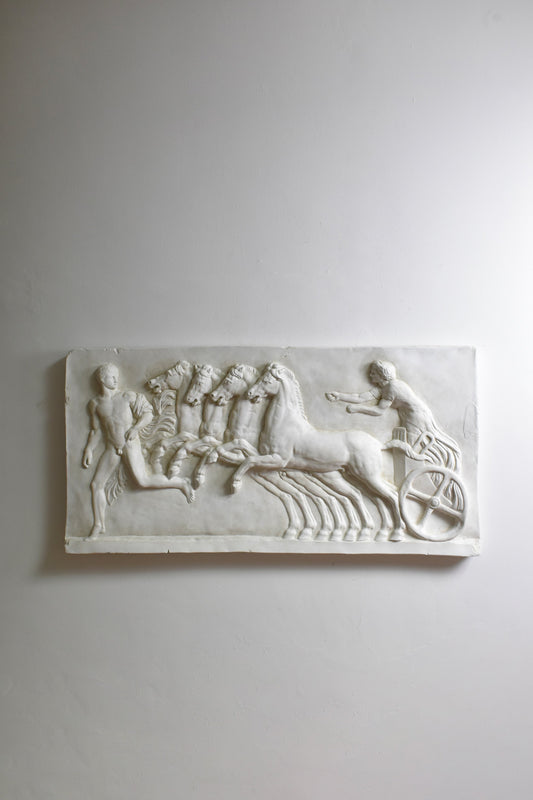 Neoclassical plaster four horses and a carriage