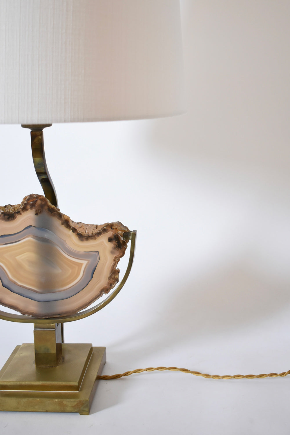 Agate and brass table lamp, 1970s.