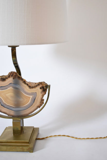 Agate and brass table lamp, 1970s.