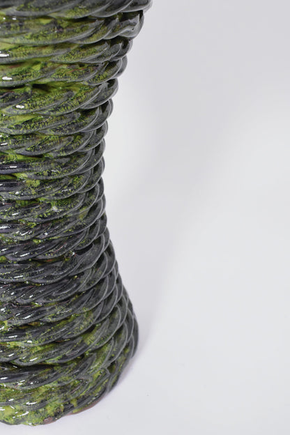 "Kasaï" Rope green ceramic lamp 32cm, Barracuda Edition.