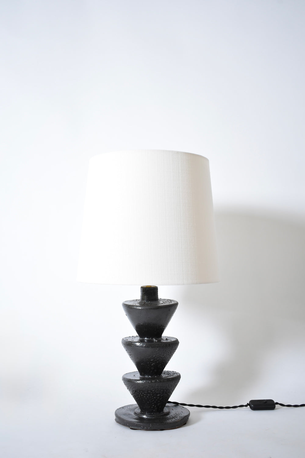 "Nizwa" large 33cm black ceramic table lamp, Barracuda Edition.