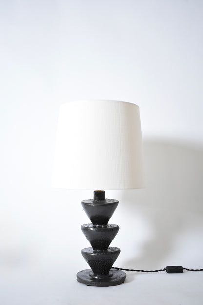 "Nizwa" large 33cm black ceramic table lamp, Barracuda Edition.
