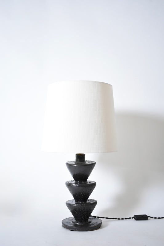 "Nizwa" large 33cm black ceramic table lamp, Barracuda Edition.