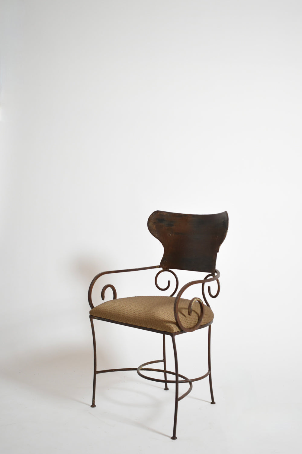 Pair of antique style wrought iron armchairs, XIXth c.