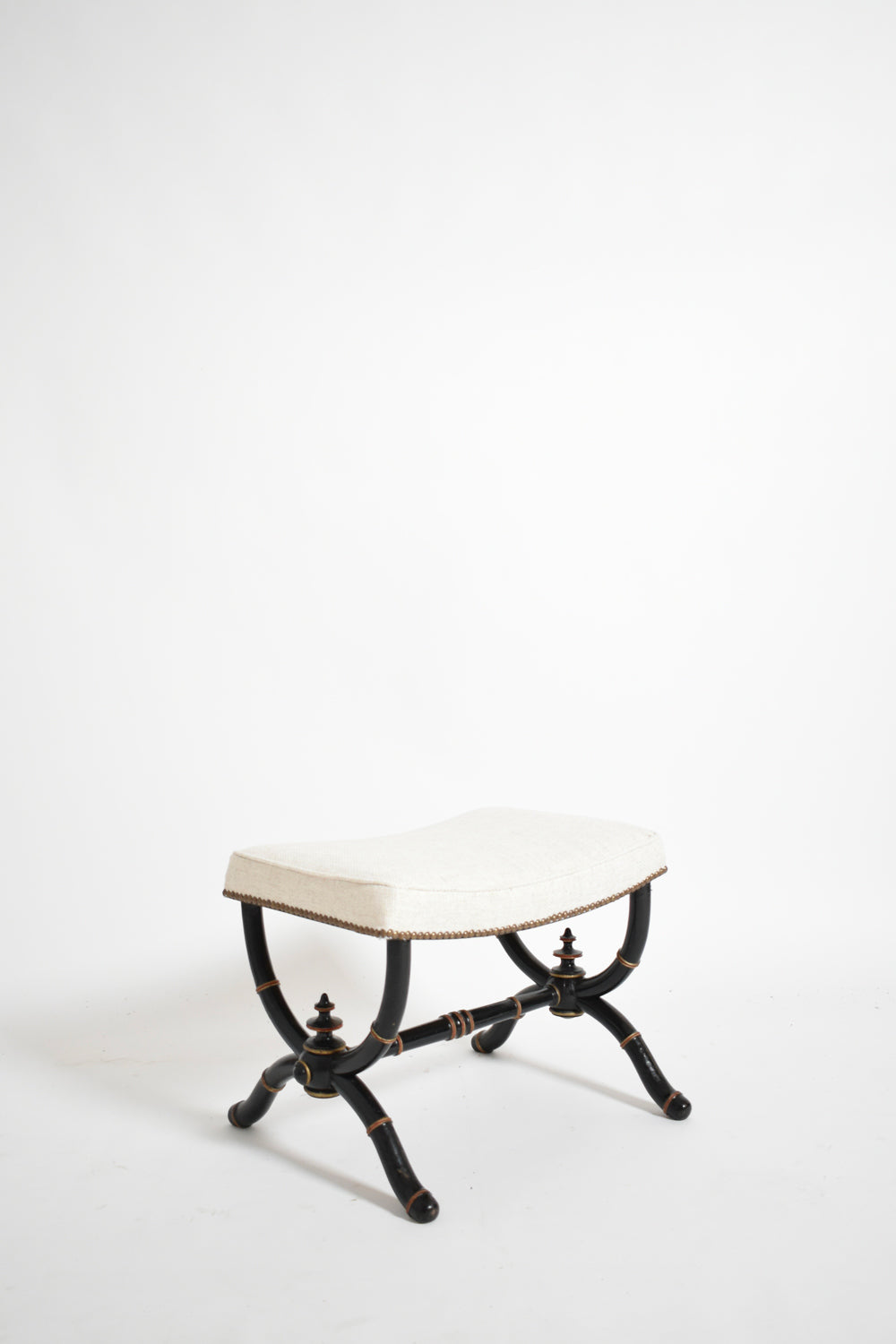 Napoleon III curule faux bamboo stool, XIXth c.