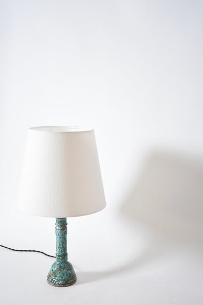 Pair of turquoise and brown lamps.