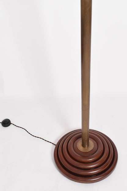 Mahogany and brass floor lamp, 1970s.