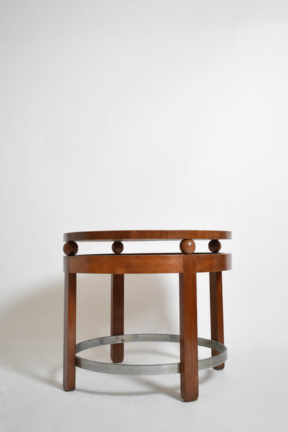 Modernist round wooden pedestal table, 1930s