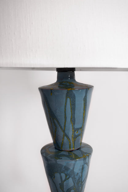 "Nizwa" blue and yellow cerafloor lamp, Barracuda Edition.