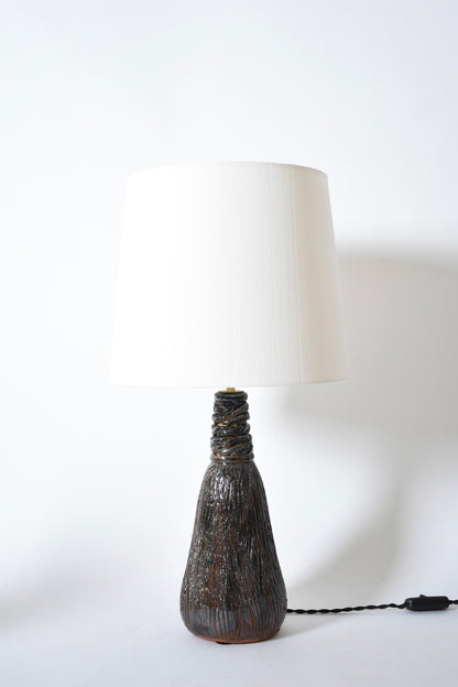 "Villandry" 32cm dark brown navy blue ceramic lamp, Barracuda edition.