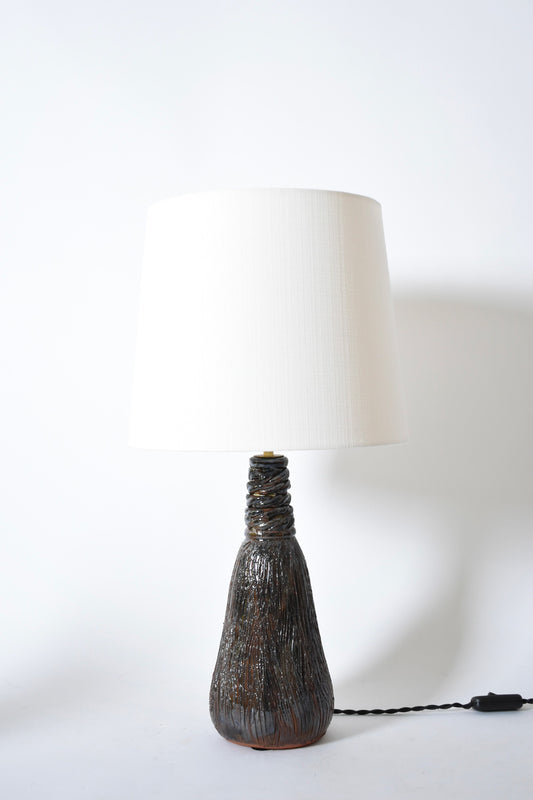 "Villandry" 32cm dark brown navy blue ceramic lamp, Barracuda edition.