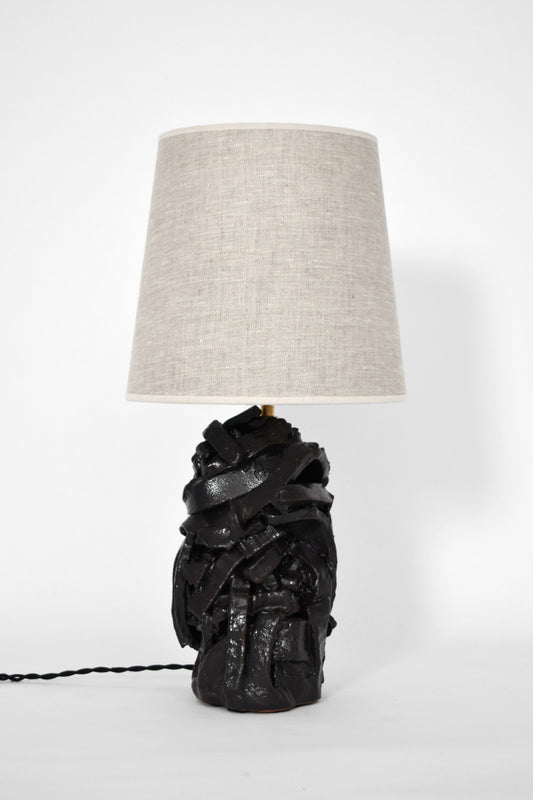 "Angkor" black glazed terracotta lamp, Barracuda edition.