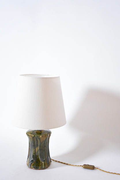 "Kasaï" Nilo beige blue green ceramic lamp 25cm, Barracuda Edition.