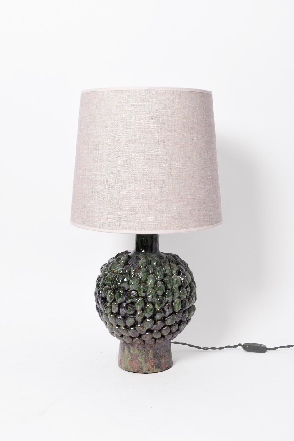 "Melides" 30cm green & black ceramic lamp. Barracuda Edition.